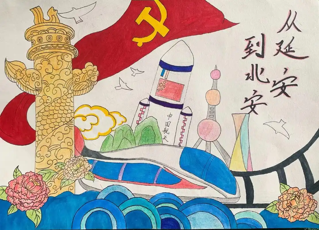 延安精神主题绘画简单 - 抖音