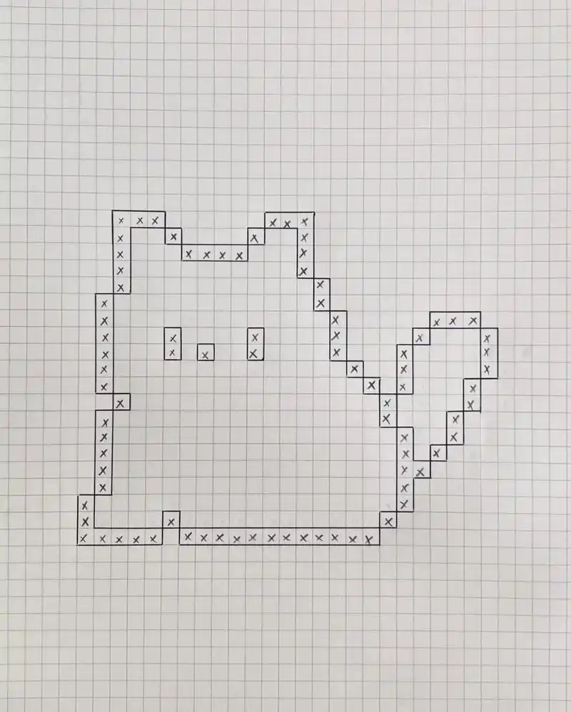 像素画:一只小猫咪.#格子画 #像素画教程 #网格画教学 # - 抖音