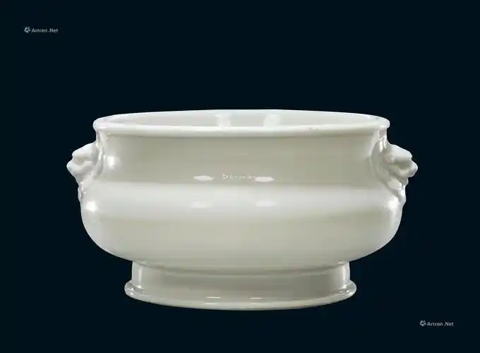 【清 德化窑双狮耳炉】拍卖品_图片_价格_鉴赏_清代单色釉瓷器_雅昌