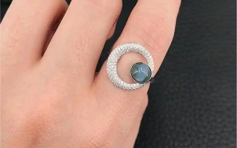 客定 猫眼石戒指9518k金配天然钻石 精工制作满钻04行星轨道款 生