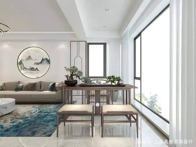 极简新中式就该这样美全屋留白点缀蓝色调刚进门就给圈粉了