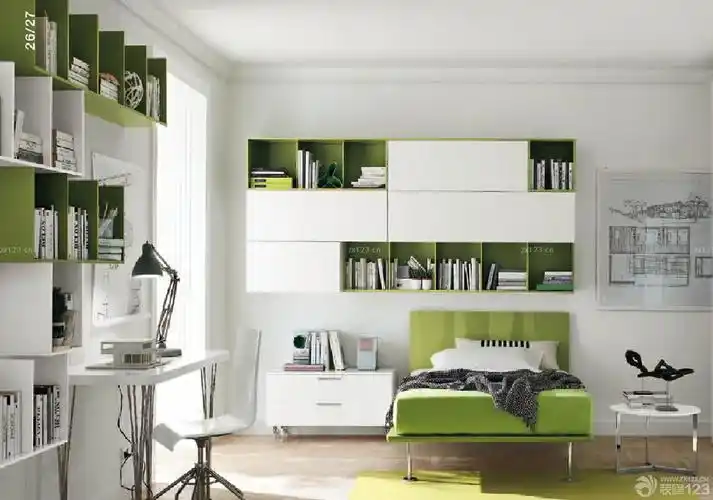 小户型儿童房间书架设计装修效果图