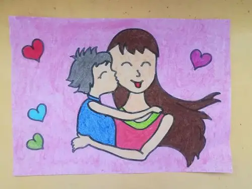 绘画《我爱我的妈妈》涂色