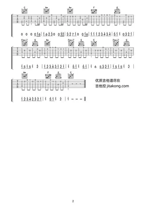 让风告诉你吉他谱_吉他独奏六线谱_轻快动听的日语版