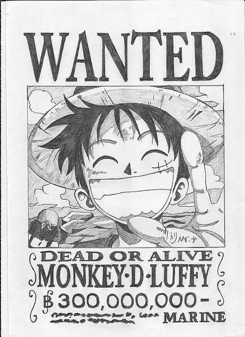 海贼王简笔画路飞通缉令