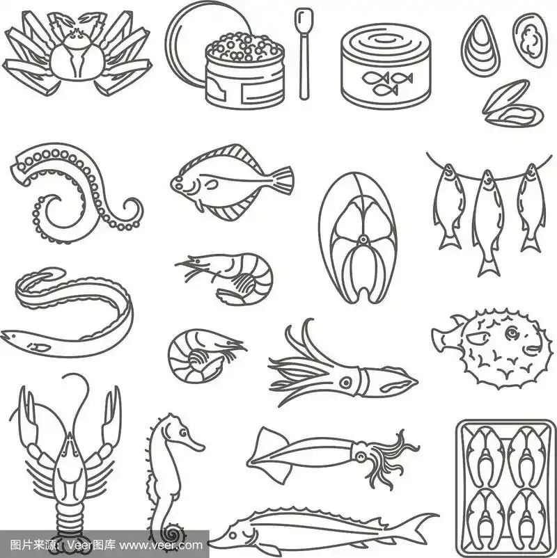 海鲜轮廓图标.