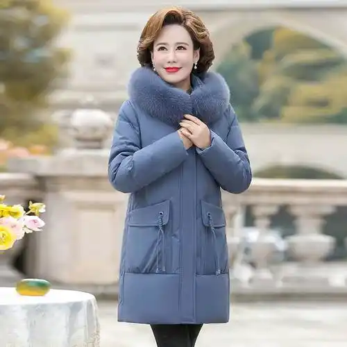 华哥弟情羽绒服女白鸭绒新品冬装中老年洋气中长款加厚大码妈妈装