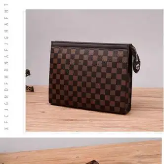 酷奇袋鼠男士手拿包2023新款钱包男款棋盘格手抓包钱包夹包大容量商务