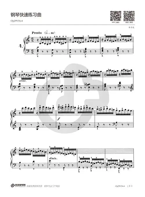车尔尼《快速练习曲 op.299》——no.