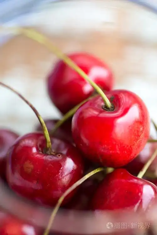 杯中的红里的红樱桃夏日水果