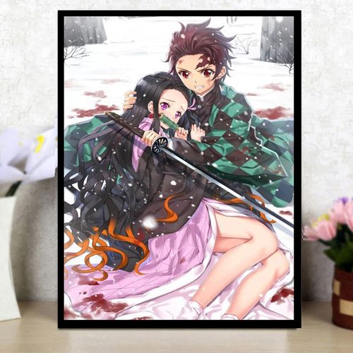 钻石画2023新款卡通动漫情侣5d点贴钻十字绣鬼灭之刃客厅卧室满钻