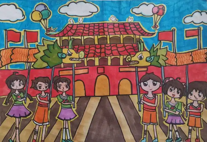 壮丽画卷——琼海市第一小学2019-2020年三～六年级国庆绘画比赛作品