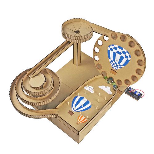 三年级下科学过山车 自制纸板材料包滚珠手工幼儿作业弹珠玩教具