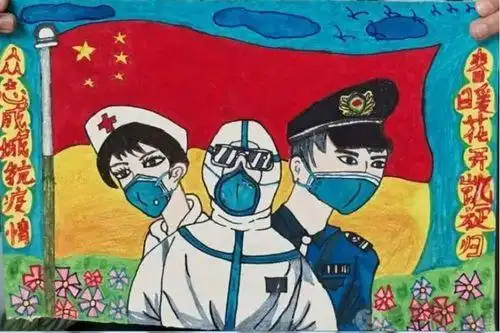 儿童防疫宣传画简笔画疫情防护儿童画简笔画