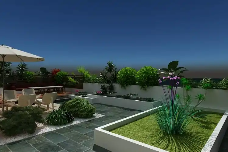 复式楼楼顶阳台 室外景观 庭院