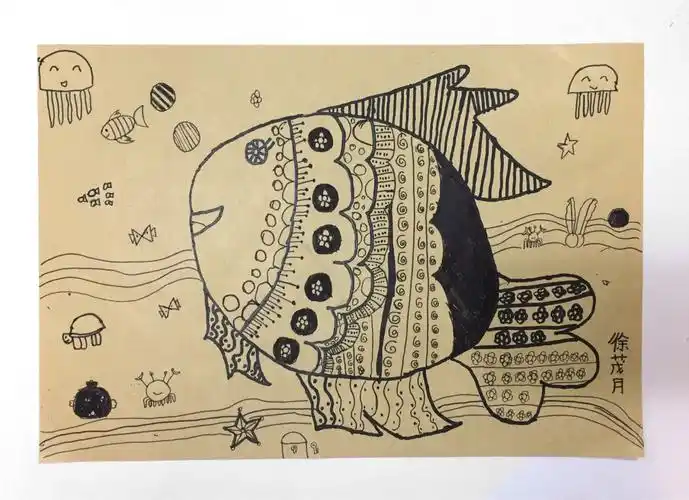 线描装饰画-海底世界