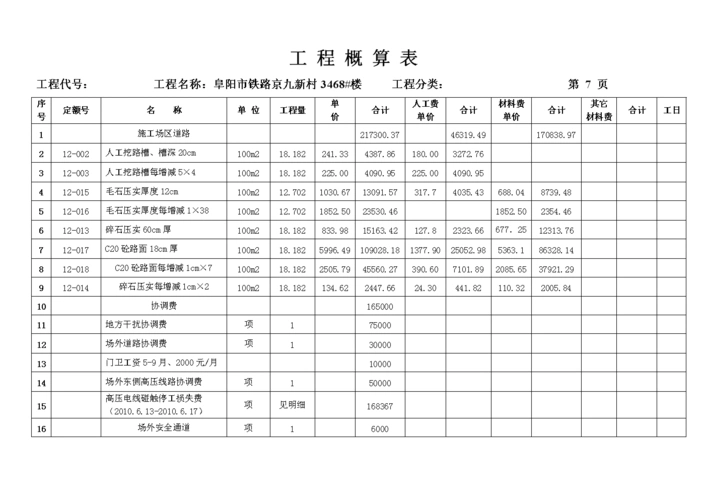 临舍工程结算清单.doc