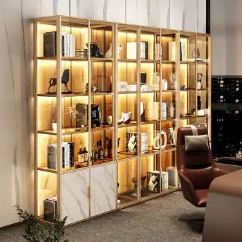 书柜带灯办公室现代简约展示柜极简家用书房书橱书架高档乐高陈列柜