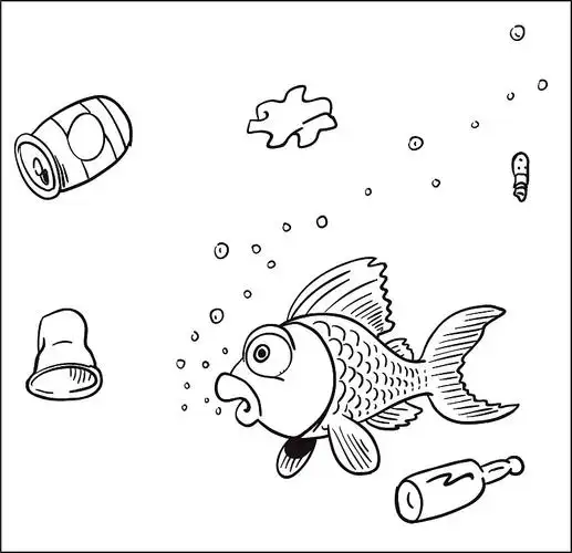 海洋中的水污染.垃圾,废物.环保的概念.插画下载