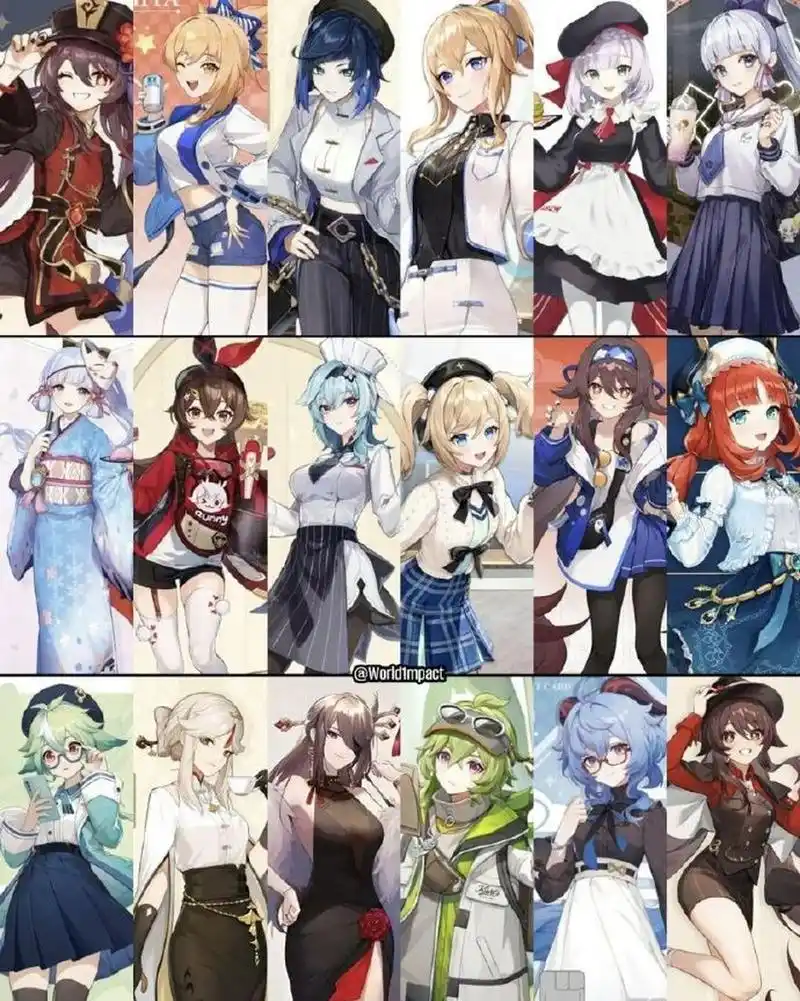 游戏#  原神部分女角色联动套装的话,你喜欢?