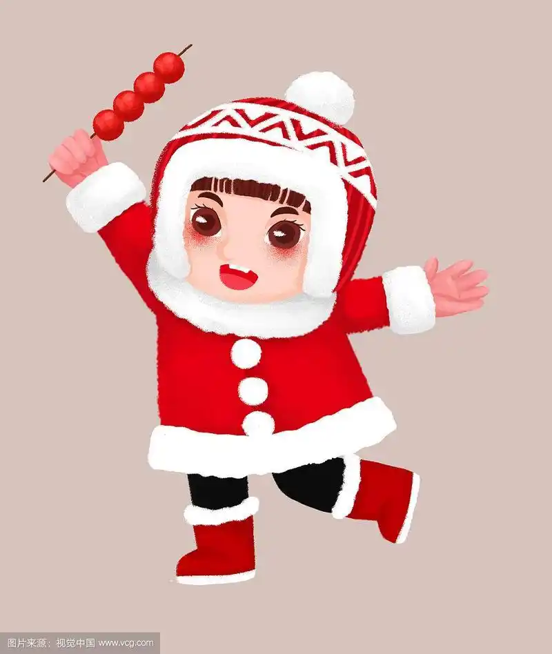 吃冰糖葫芦的小女孩插画