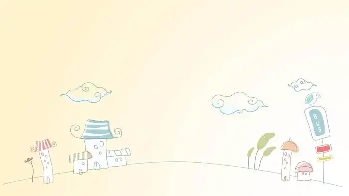 10张可爱卡通插画风格ppt背景图片