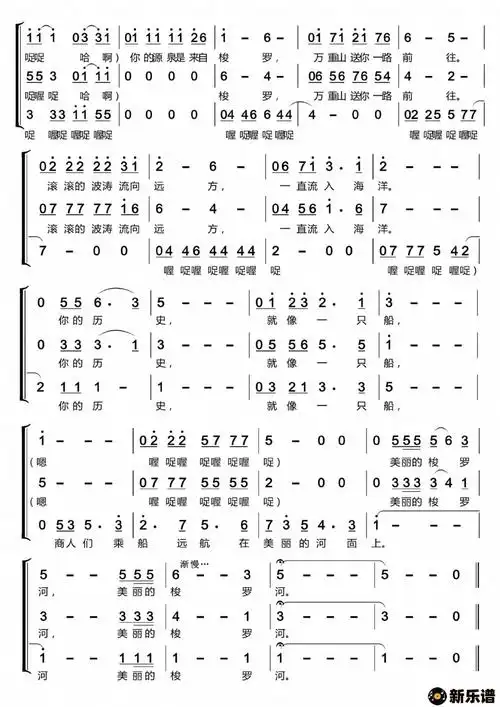 歌曲美丽的梭罗河〔梦之旅合唱组合〕的简谱歌谱下载