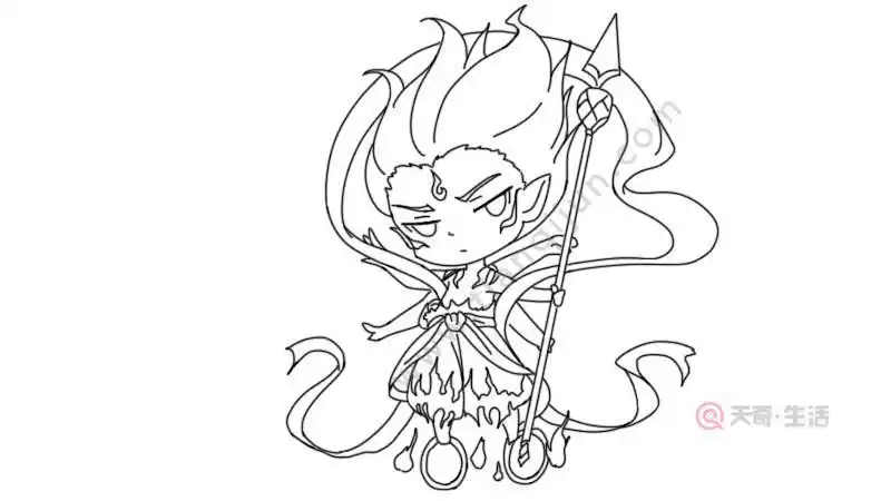 哪吒之魔童降世变身后的哪吒简笔画 简笔画图片大全-普车都