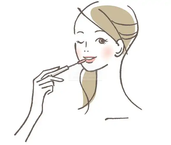 正在涂口红的女孩矢量素材