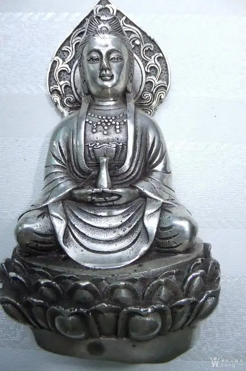 大明宣德白铜观音佛像