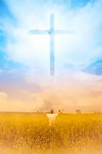 崇拜上帝的人.天堂出现在十字架上照片