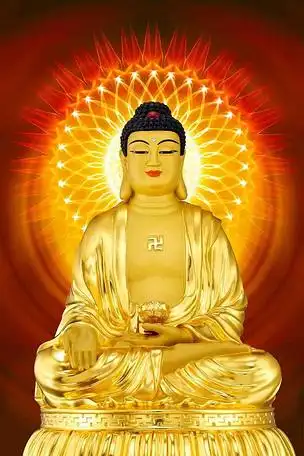 原创高清金色南无阿弥陀佛装饰画壁画背景画