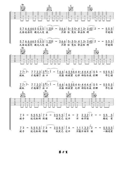 张杰勿忘心安吉他谱