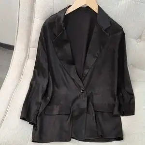 2021新款重磅真丝香云纱气质西服