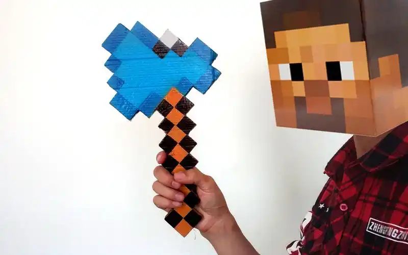 几个步骤做出我的世界中的钻石斧头,小孩开心坏了_哔哩哔哩 (゜-゜)つ