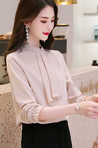 长袖雪纺衬衫2022春季新款心机女装衬衣设计衬衫