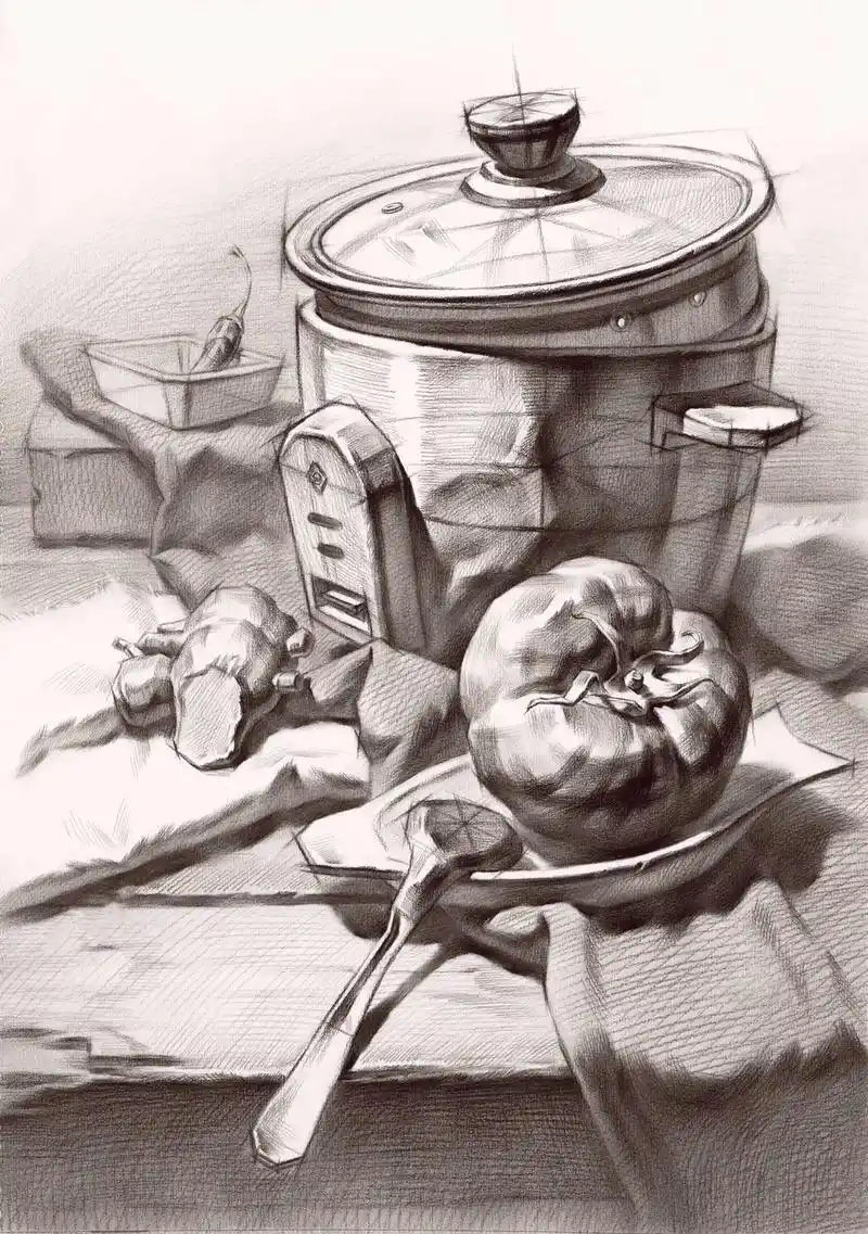 掌握素描静物的结构是所有美术生的必经之路 #朱启鹏素描静物  - 抖音