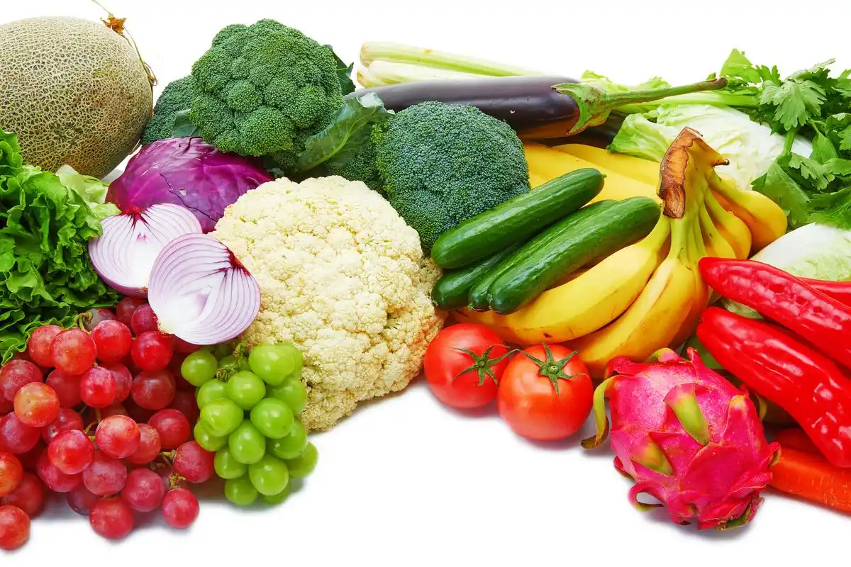 白底果蔬组合蔬菜水果新鲜水果水果组合圆形水果各种水果白底水果组合