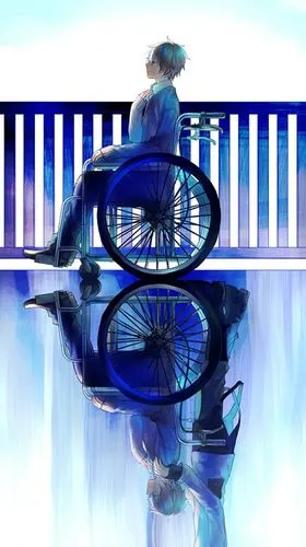 pixiv41891131 图文无关 失去行走能力少年平静地端坐在轮椅上,淡淡的