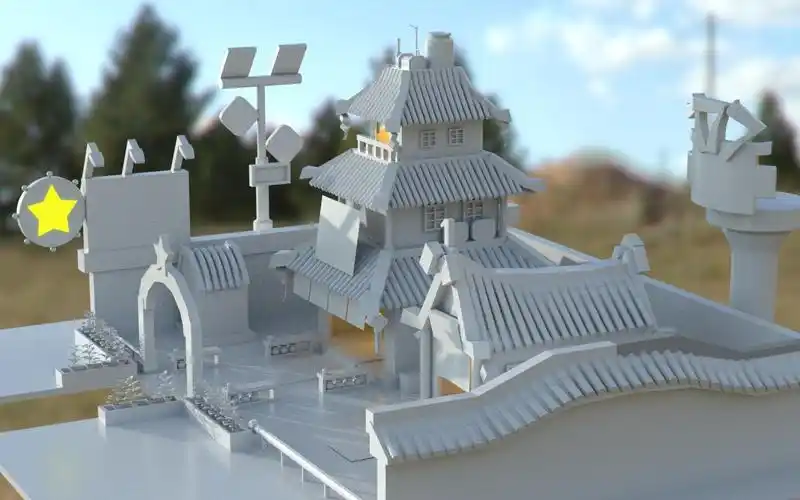 3d古建筑模型制作,maya零基础讲解"古风楼房"场景道具建模