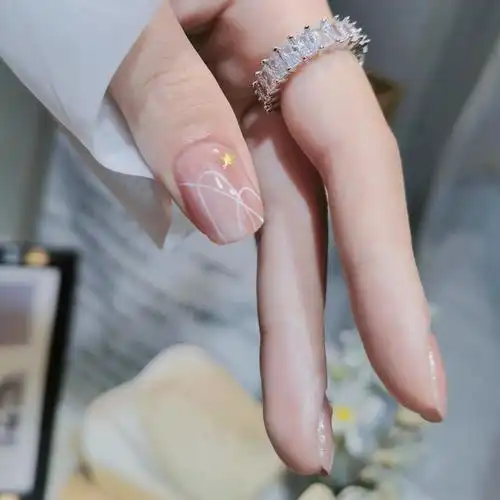 粉透玻璃纸山丘星星纯手工定制光疗美甲假指甲贴片穿戴甲片小红书