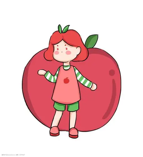 夏日苹果女孩拟人水果卡通创意