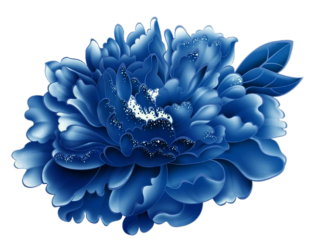 音画素材png免抠蓝色牡丹花素材142雨后惊鸿