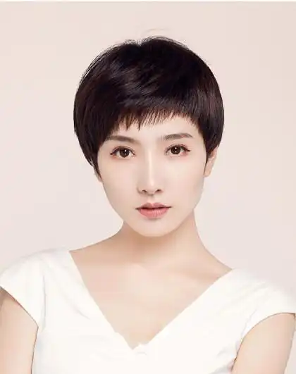 假发女短发网红真发短卷发全头套自然逼真假发套真人发丝圆脸发型