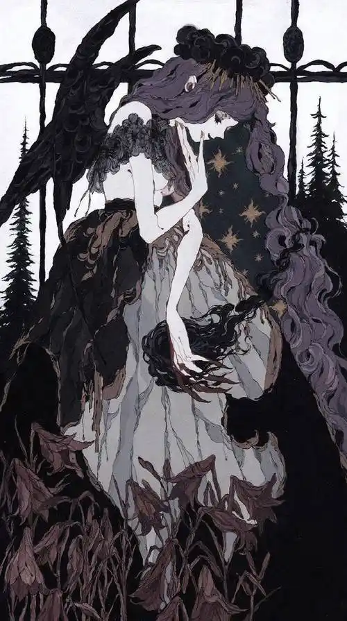 哥特式风格暗黑系的少女插画也会让人怦然心动