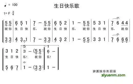 生日快乐简谱
