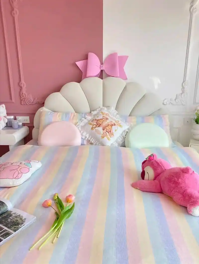 粉色系公主风花瓣布艺床