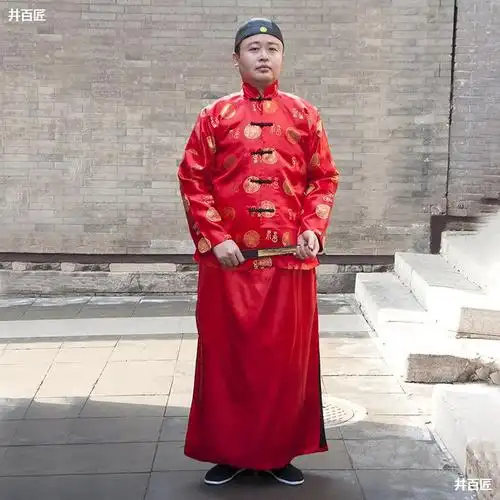 阿哥唐装男结婚新郎装地主服装掌柜马褂清朝老爷古装演出服民国衣