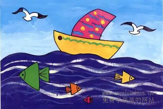 背景图是蓝色的儿童简笔画