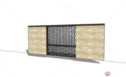 镂空照壁墙体景墙设计su模型